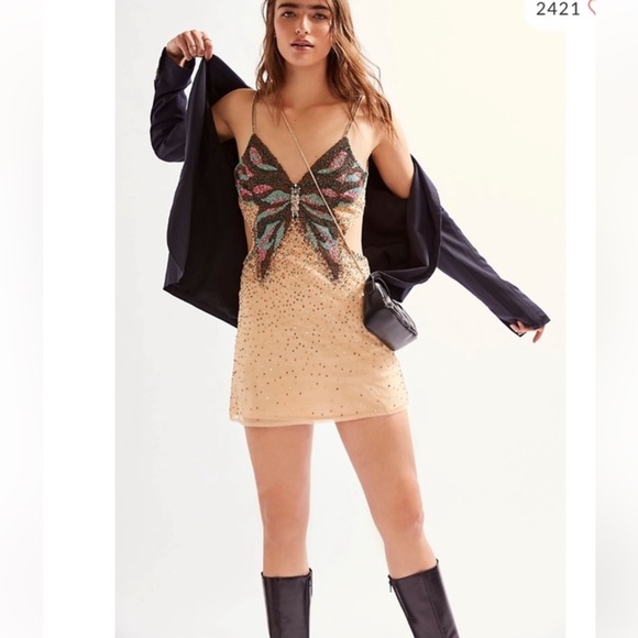 FREE PEOPLE BEADED Butterfly Dress - Picture 11 of 11